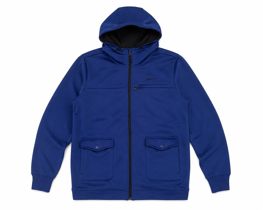 Nike Athletic Dept Full Zip Hooded Jacket Blue Men's M Soft Shell Pockets